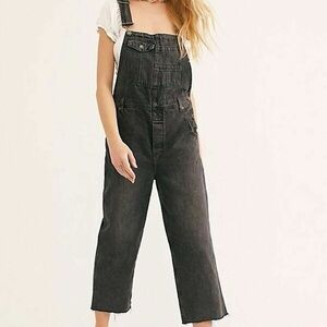 Free People Charcoal Denim Overalls Size 28
